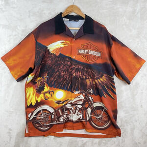 Vintage Harley Davidson Sunset Screaming Eagle Motorcycle Men's XL AOP Y2K Biker